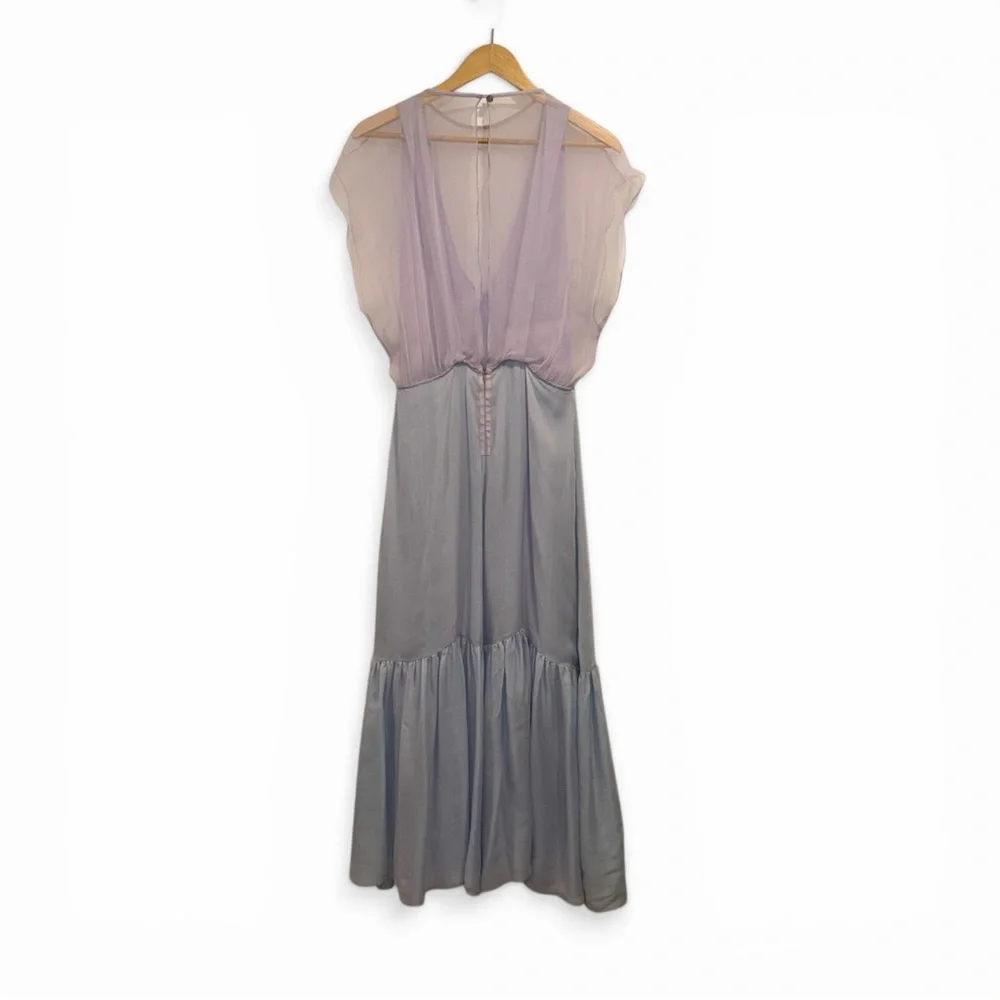 Emporio Armani Purple Blue Midi Dress Silk Chiffon Colorblock 4 Formal Wedding - Picture 6 of 12